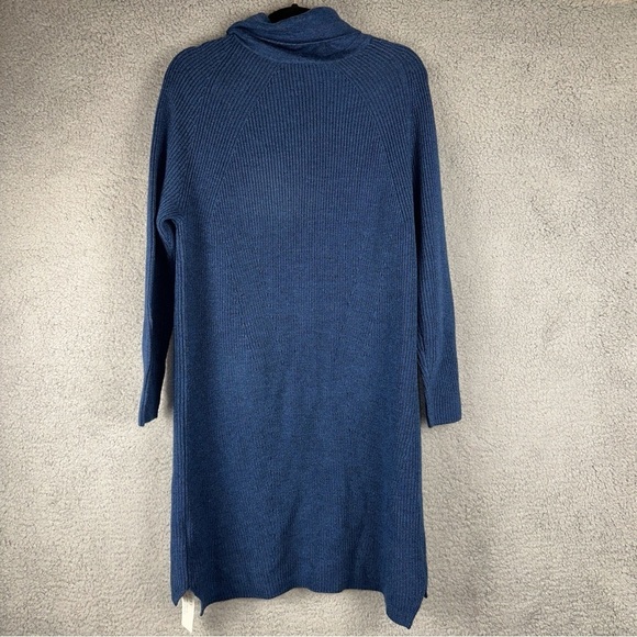 Poetry Sweater Dress Womens 10 Blue Funnel Neck Knit Wool Blend Y2K Boho NEW - Picture 3 of 10